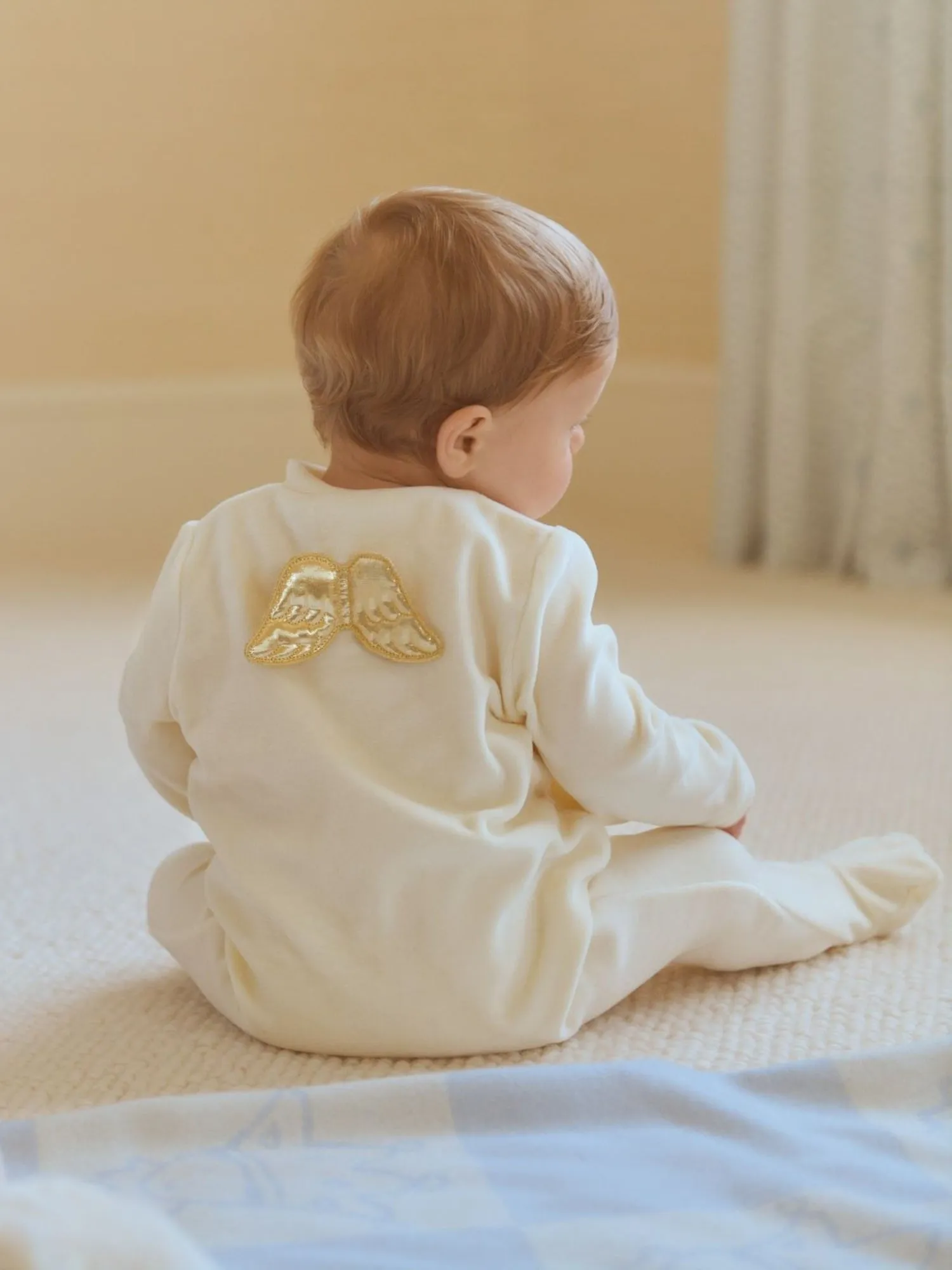 Velour Gold Angel Wing Sleepsuit