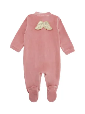 Velour Gold Angel Wing Sleepsuit