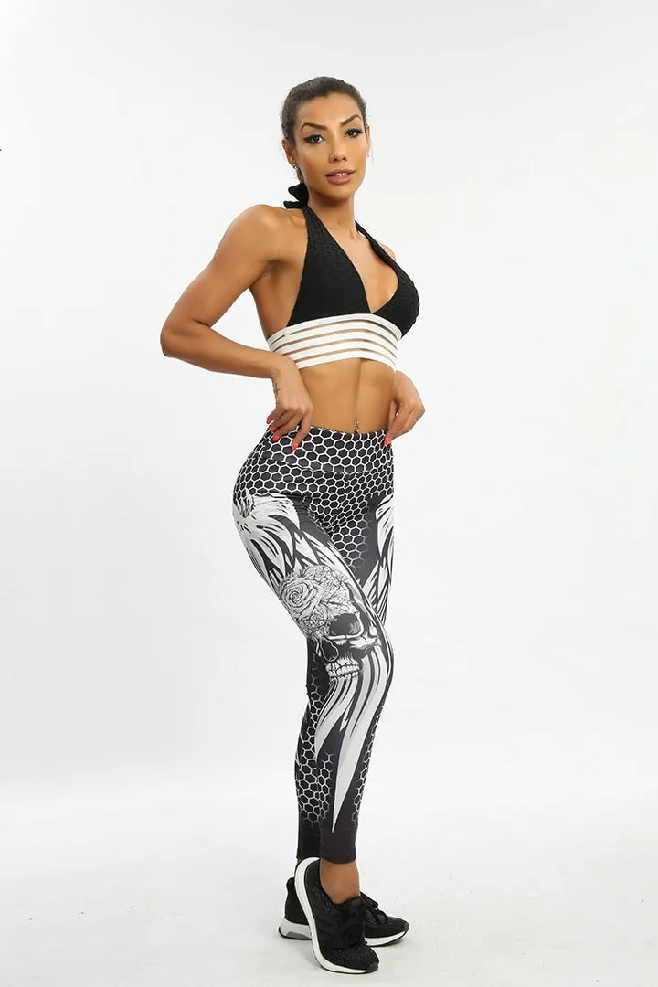 VenusFox Fashion Sexy High Waist Print Skull Fitness Legging