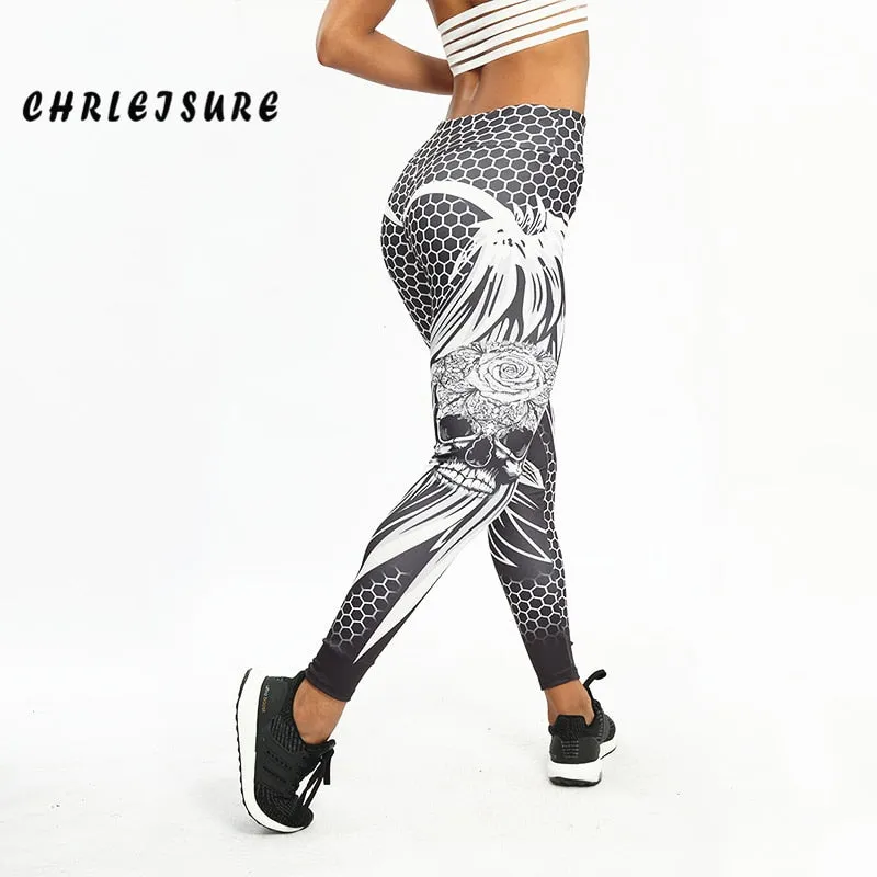 VenusFox Fashion Sexy High Waist Print Skull Fitness Legging