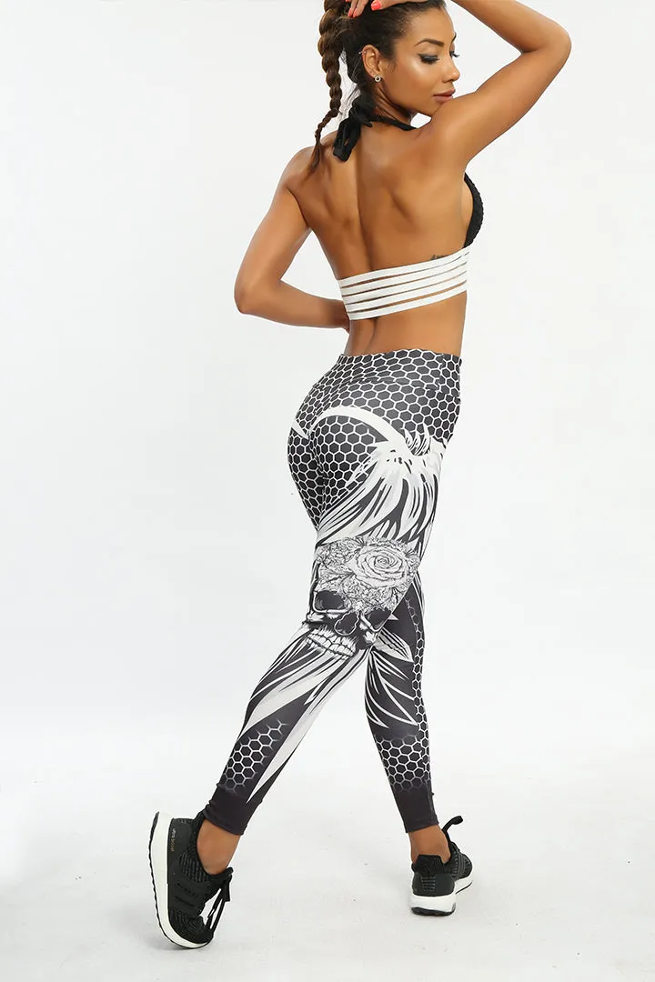 VenusFox Fashion Sexy High Waist Print Skull Fitness Legging