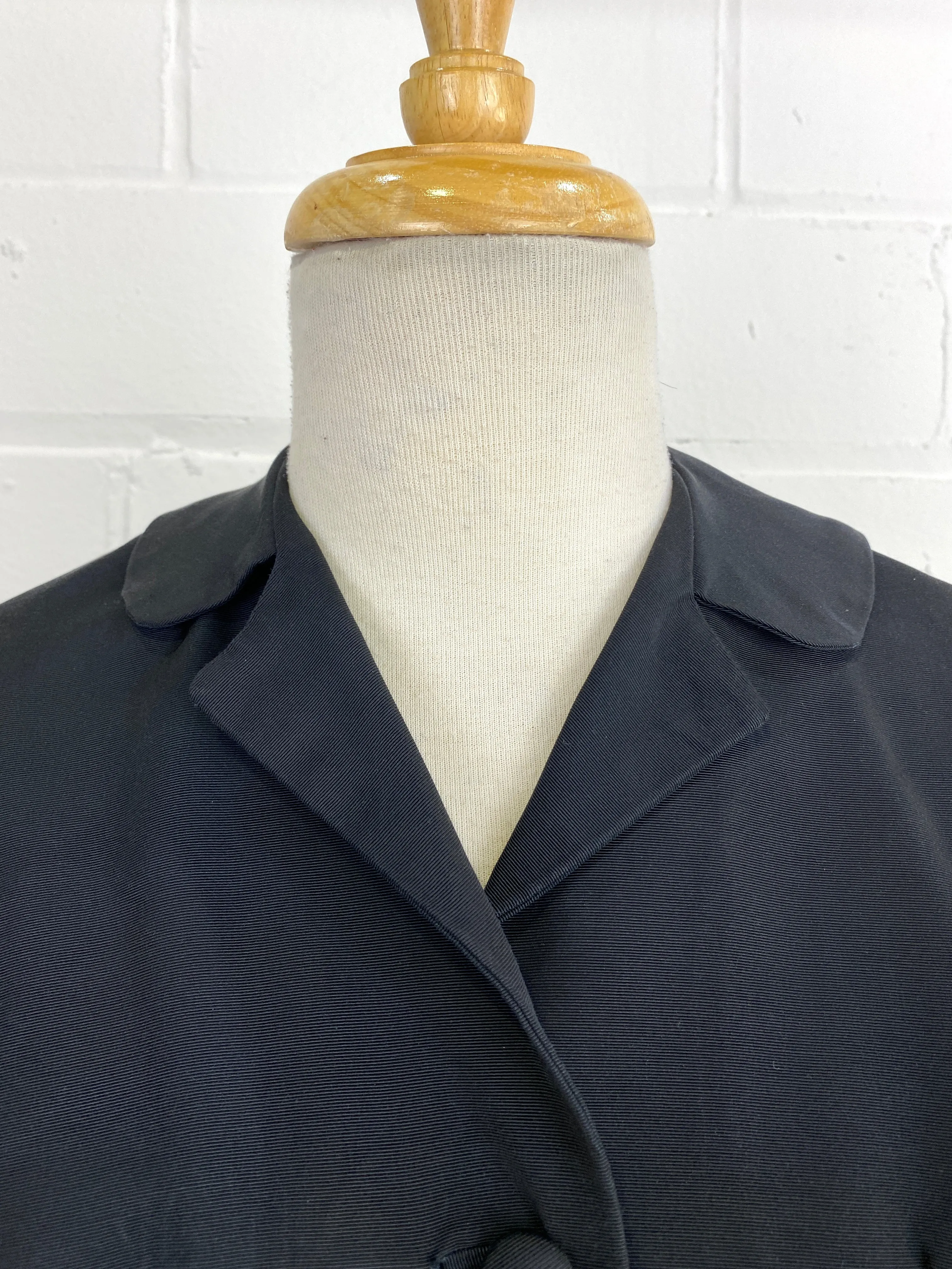 Vintage 1950s Black Cropped Short-Sleeve Jacket, Small