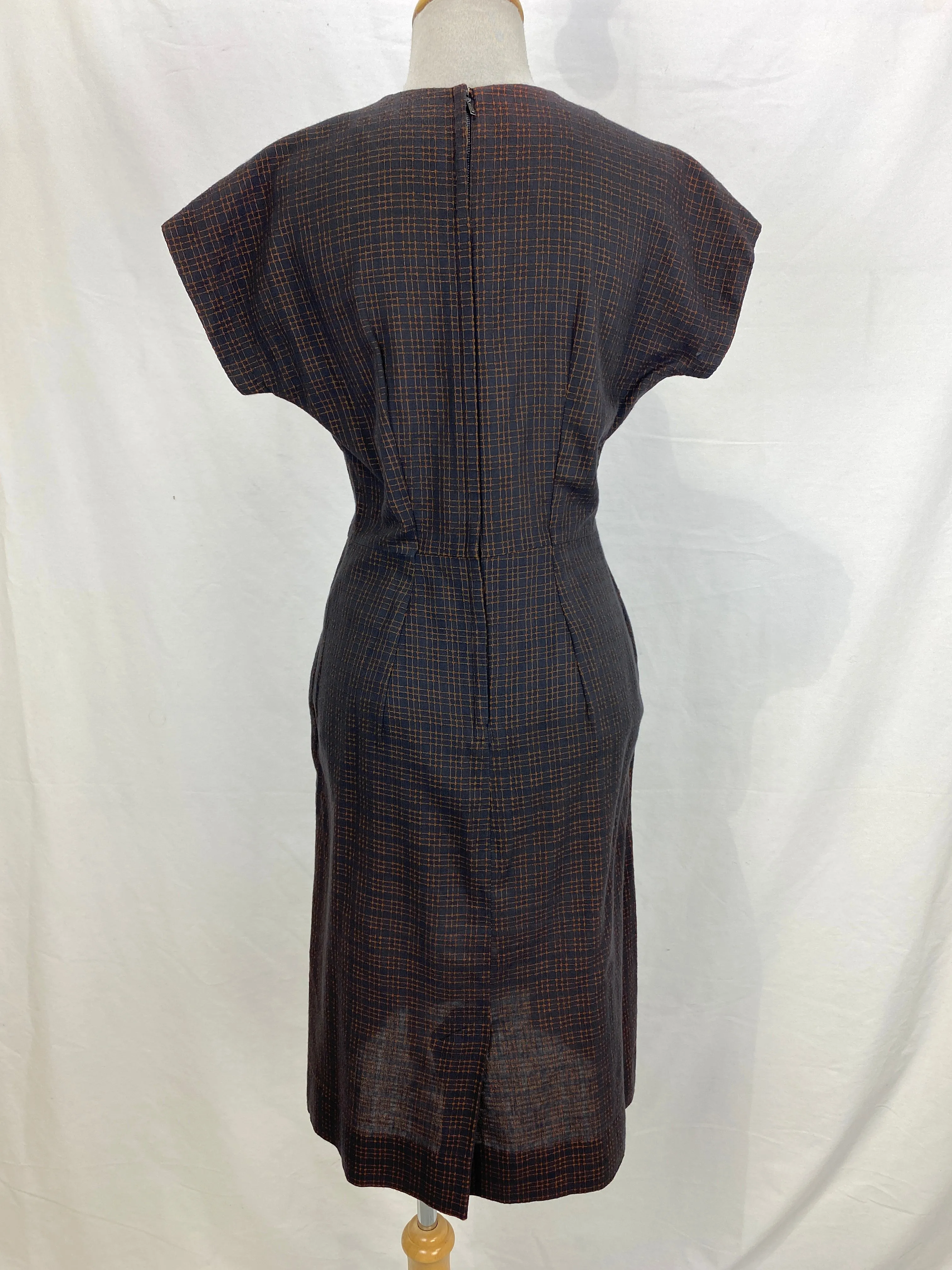Vintage 1960s Black/Bronze 2 Piece Dress and Jacket Set, Brie Originals, Medium
