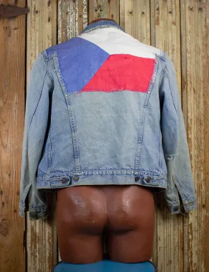 Vintage Levi's Type 3 Denim Trucker Jacket with Custom Back Patch Light Wash Medium