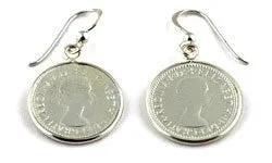Von Treskow Coin Six Pence Earrings 925 sterling silver