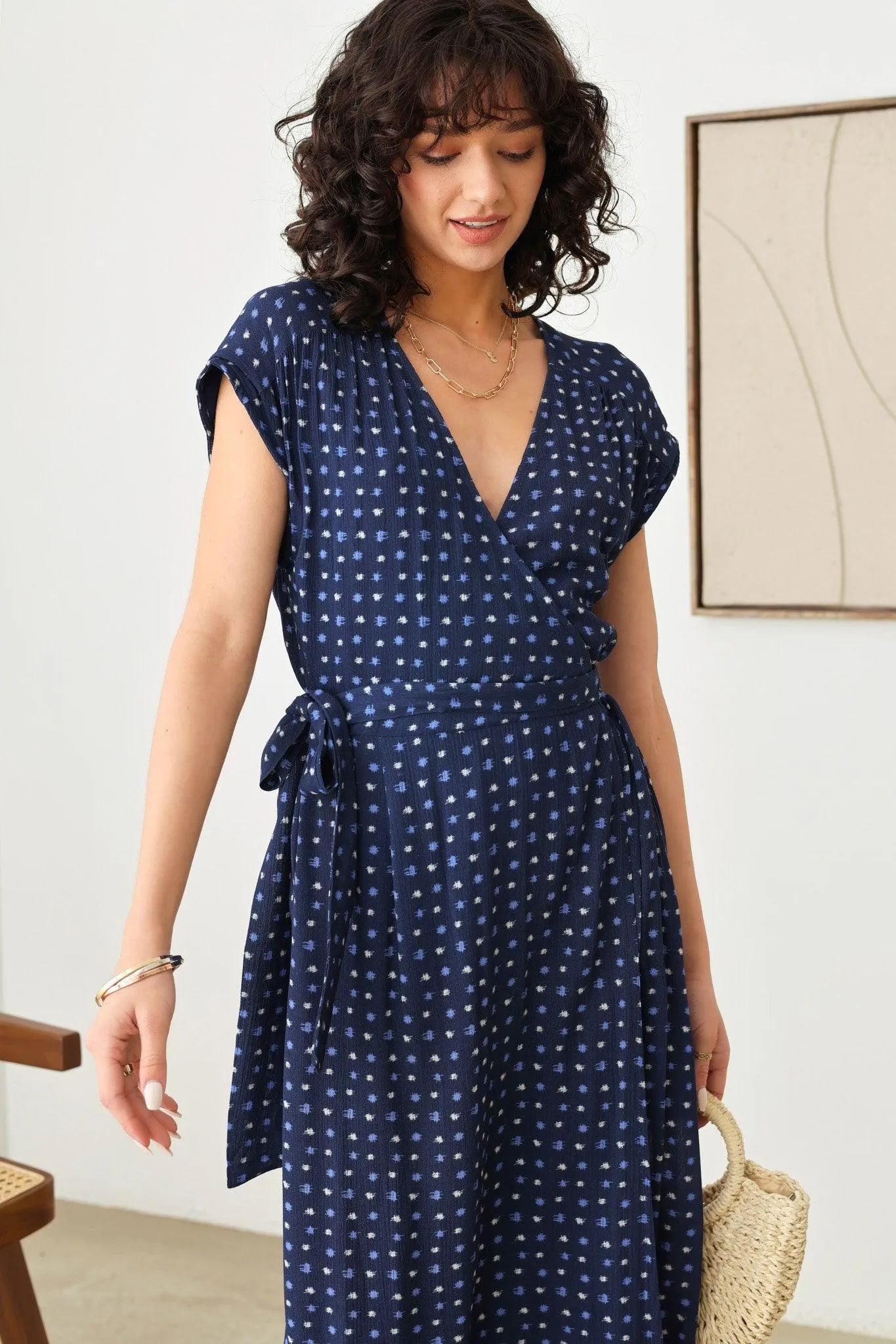 Warp Short Sleeve Wide Leg Flowy Maxi Jumpsuit