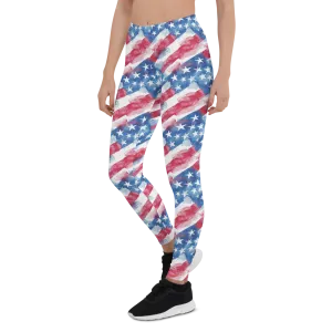 Watercolor Patriot Leggings