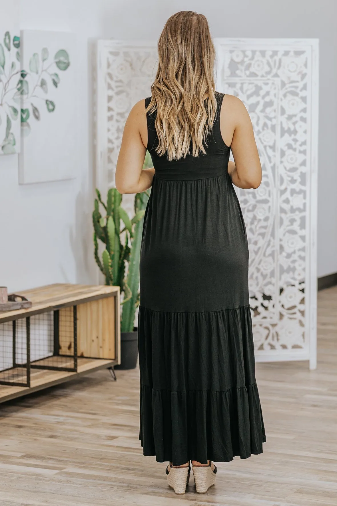 When I First Say You Tank Maxi Dress in Black