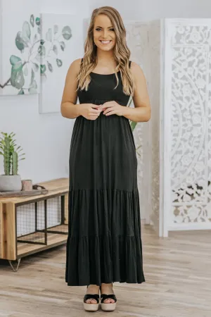 When I First Say You Tank Maxi Dress in Black