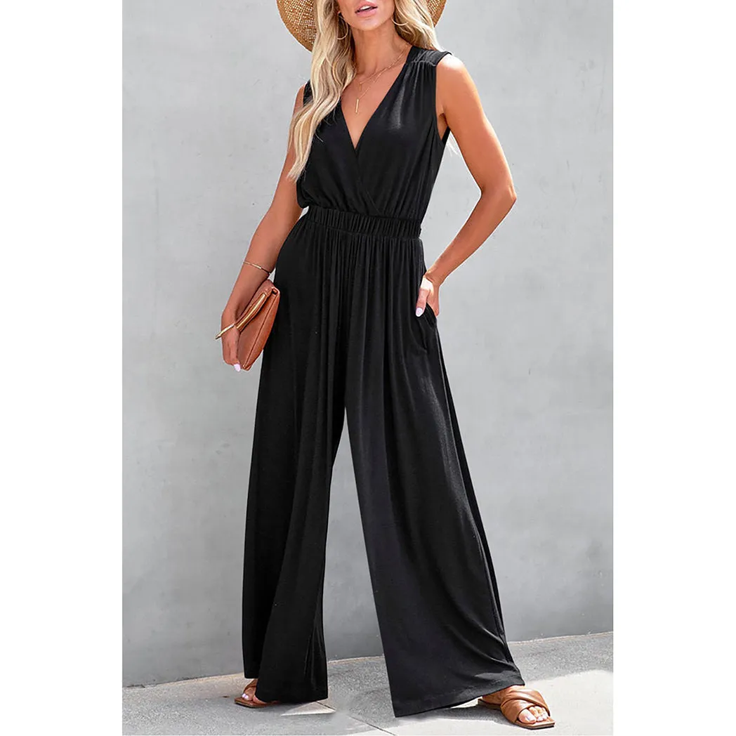Women's Black V Jumpsuit