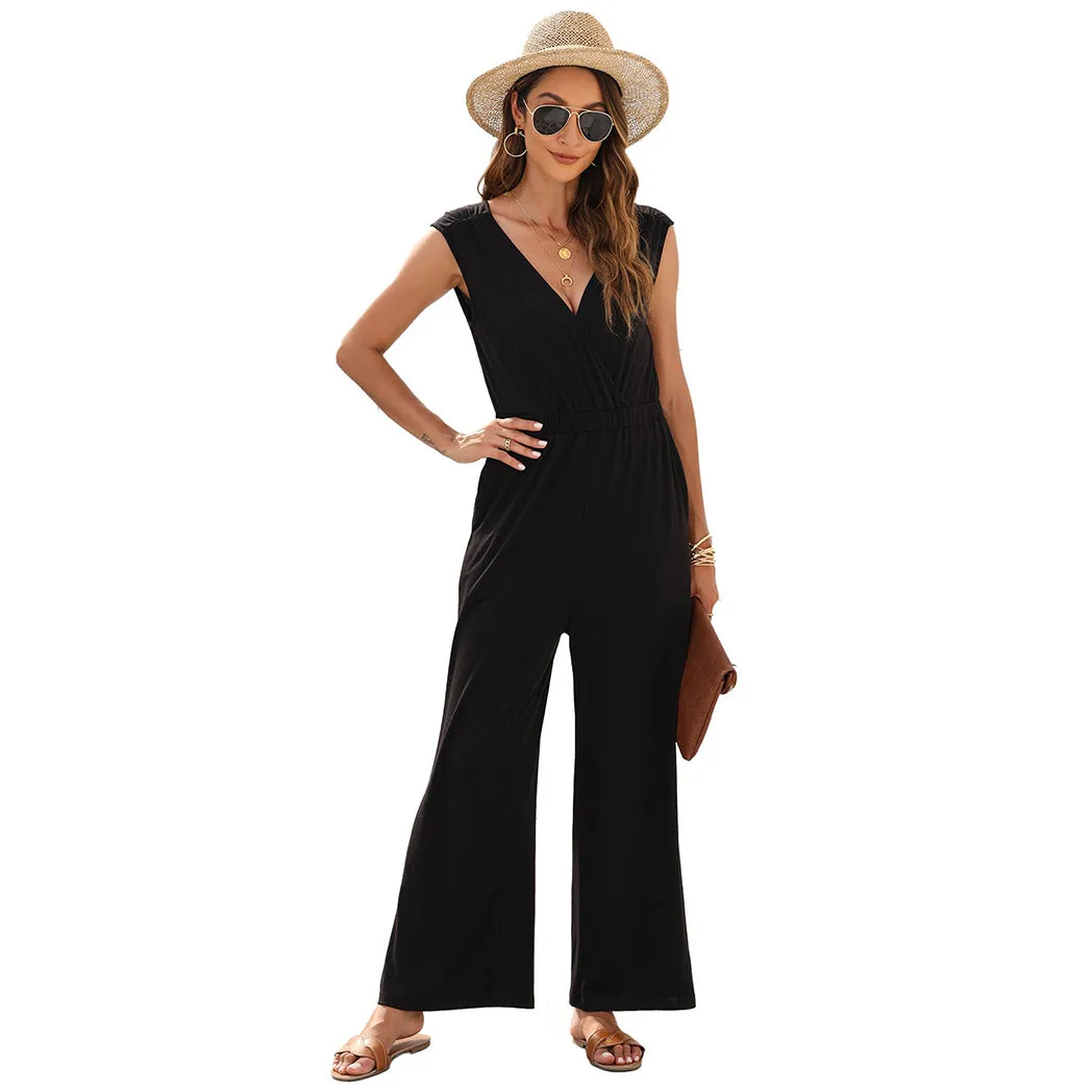 Women's Black V Jumpsuit