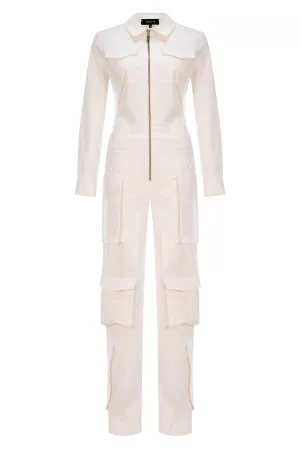 ZIPPER DETAILED CANVAS CARGO JUMPSUIT